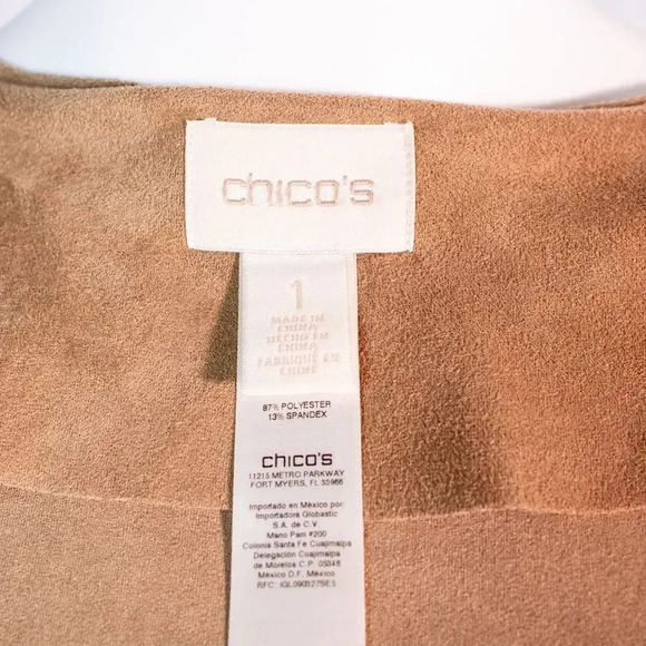 Chico's Tan Faux Suede Zippered Wrap Vest M - Picture 4 of 4